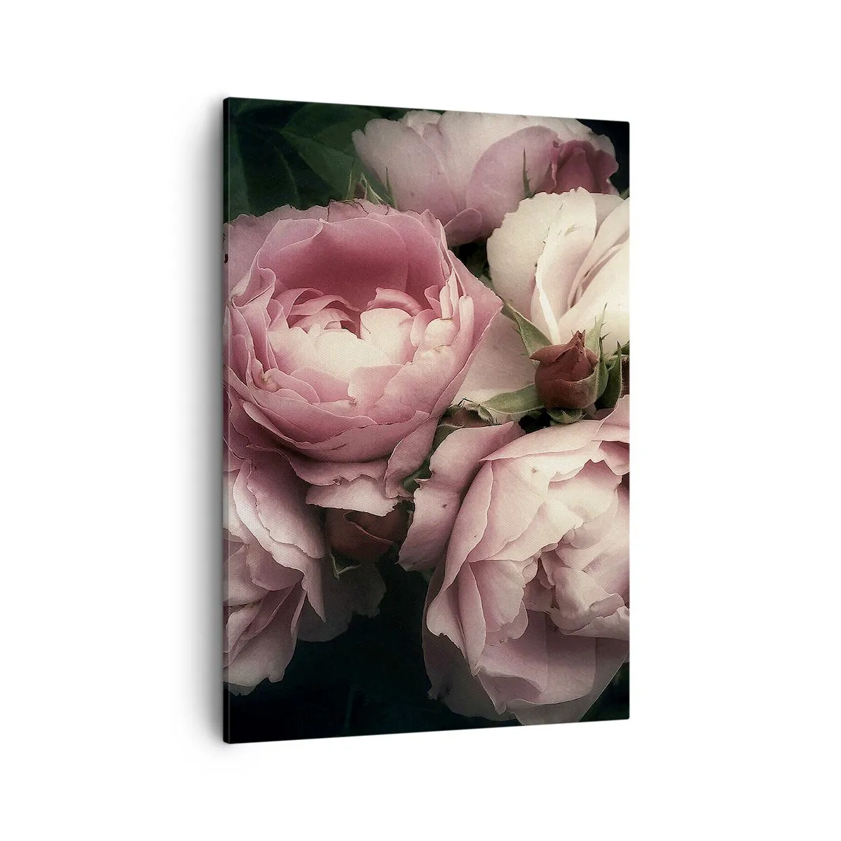 Cuadro sobre lienzo - Impresión de Imagen - Un ramo de rosas en delicados tonos rosa y blanco. - 50x70cm - El encanto de la belle époque - Decoración de pared moderna para salón y dormitorio ARTTOR