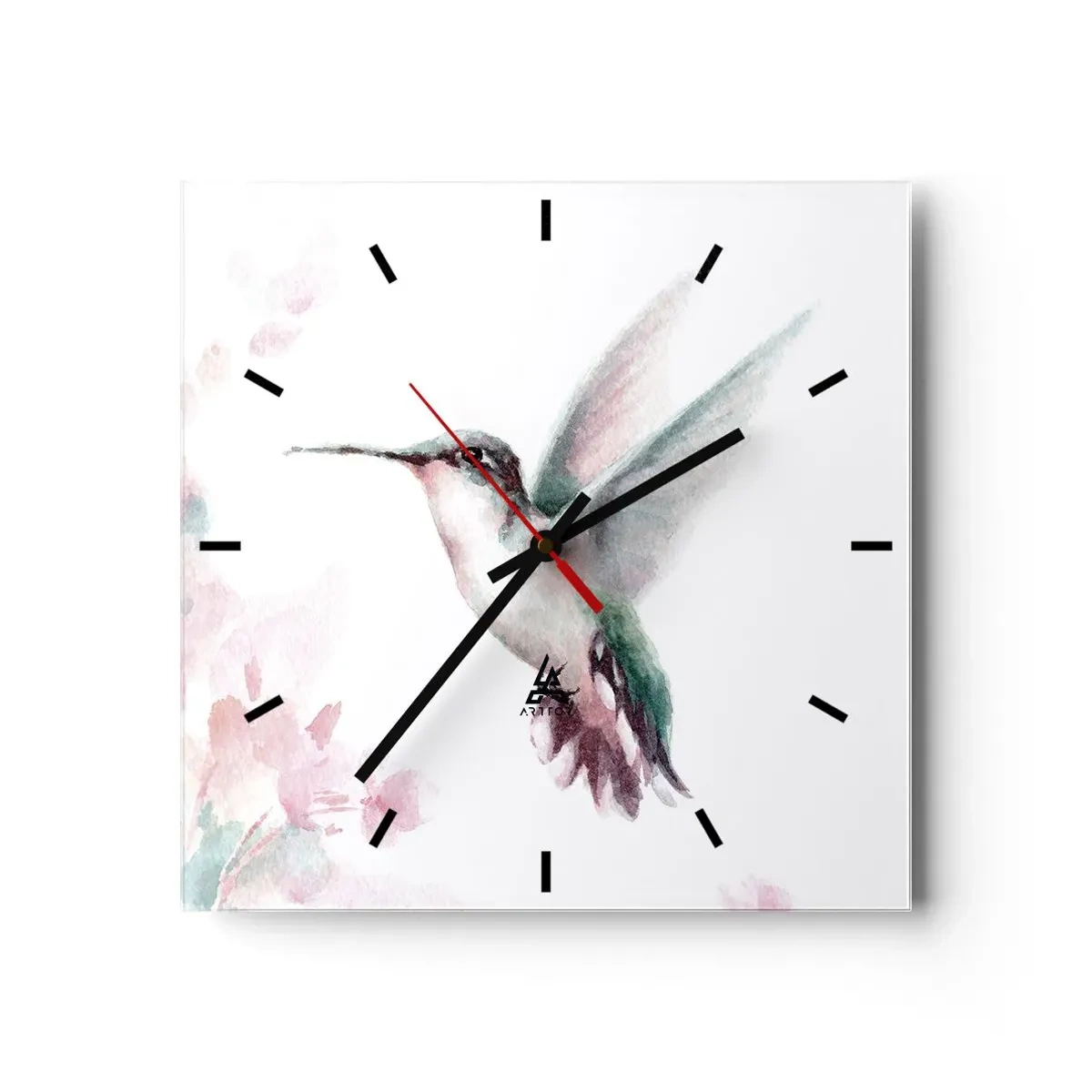 Reloj de pared - Reloj de vidrio - Plasmando el aleteo - 40x40 cm