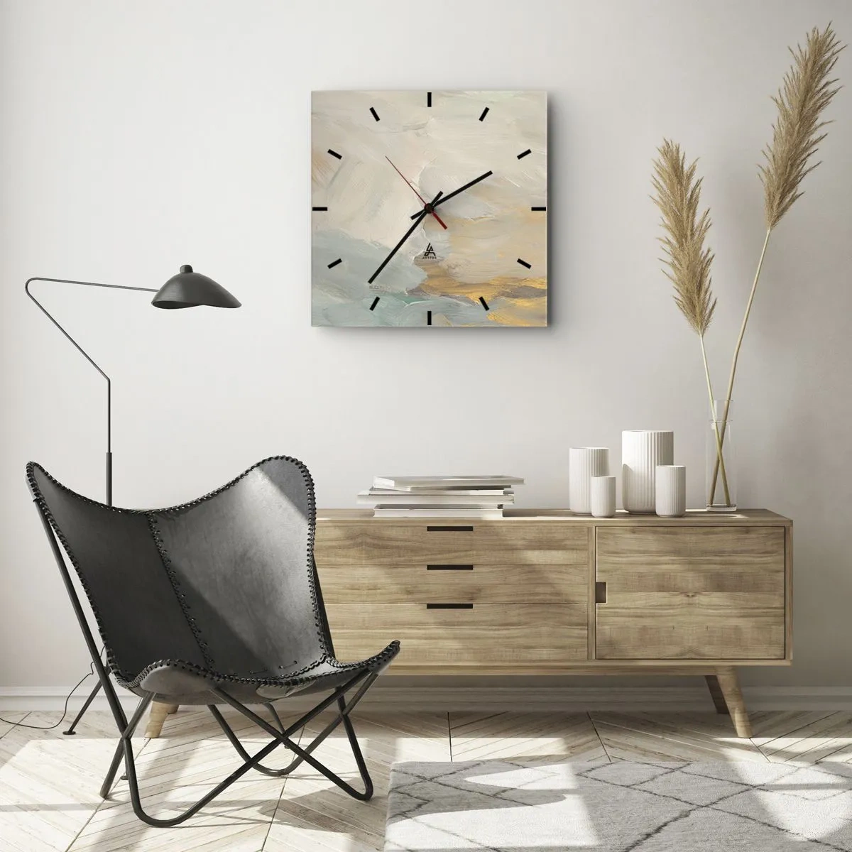 Reloj de pared - Reloj de vidrio - Abstracción - una tierra de dulzura - 40x40 cm