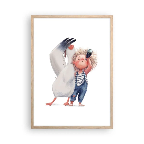 Póster en marco roble claro - Un plan para un gran viaje - 50x70 cm