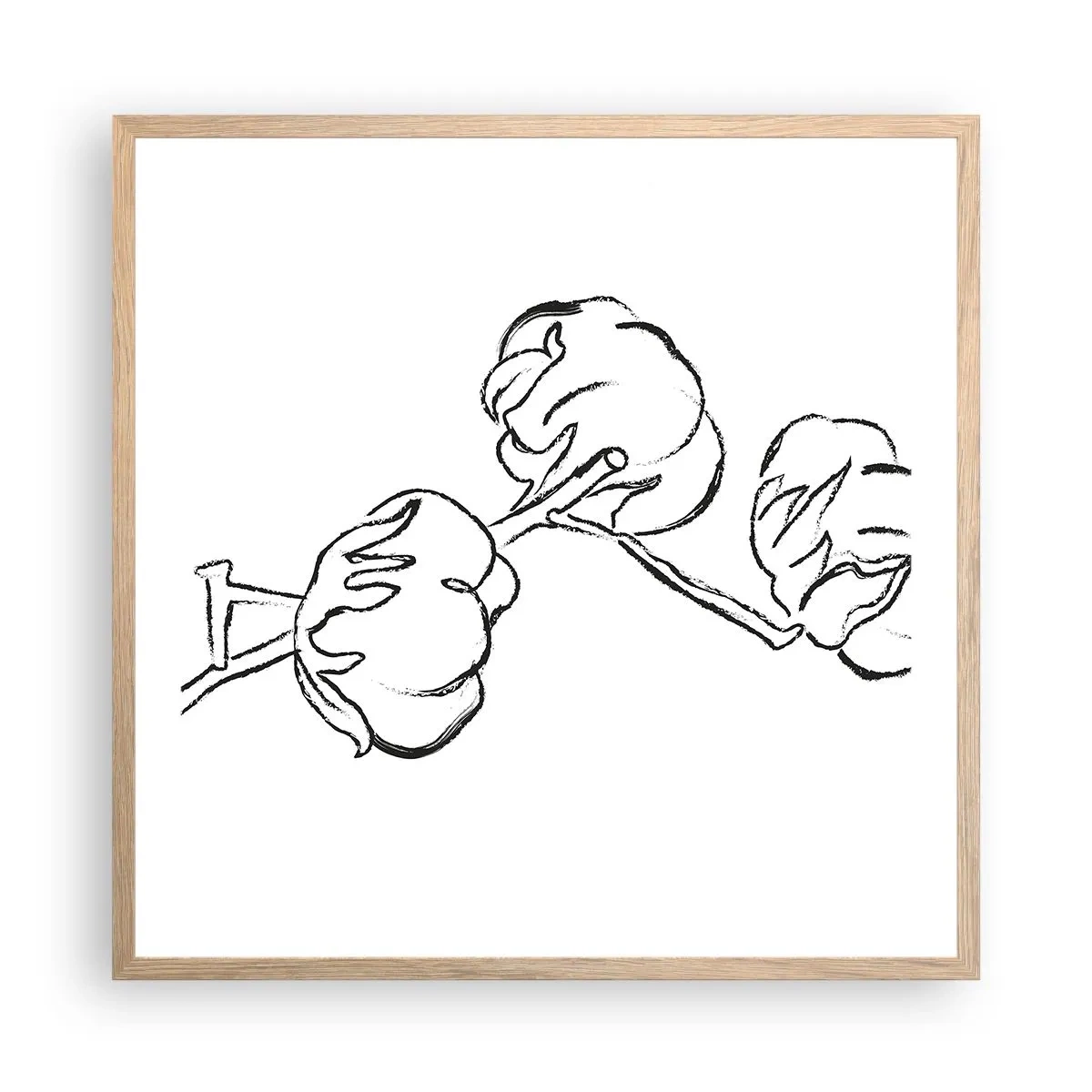 Póster en marco roble claro - Plumón de algodón - 60x60 cm