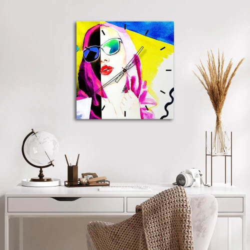 Reloj de pared - Reloj de vidrio - Contrastes - 40x40 cm