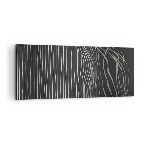 Cuadro sobre lienzo - Impresión de Imagen - Líneas blancas sobre un fondo gris oscuro en una disposición abstracta. - 120x50cm - Ritmo y acento - Decoración de pared moderna para salón y dormitorio ARTTOR