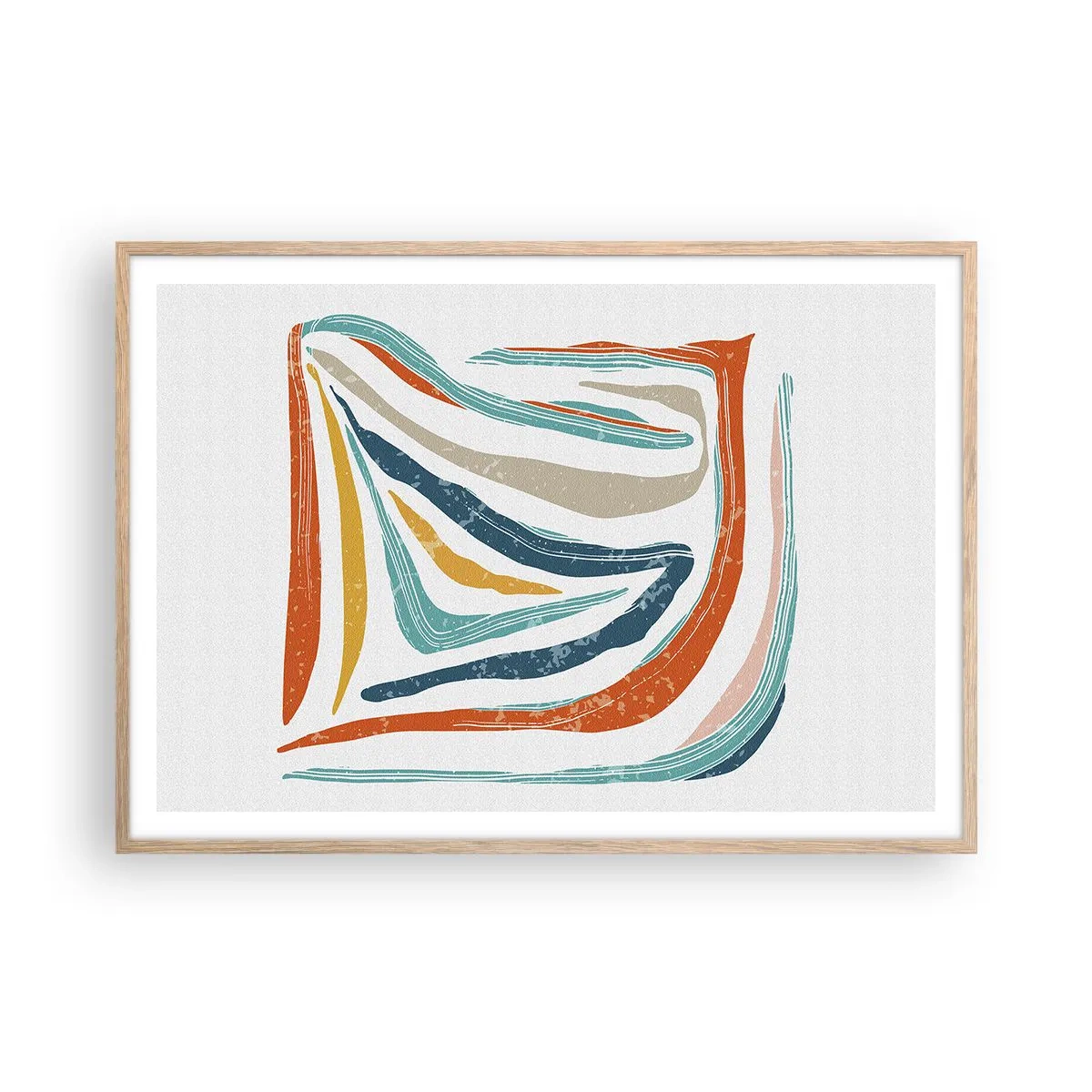 Póster en marco roble claro - Abstracción sonriente y amistosa - 100x70 cm