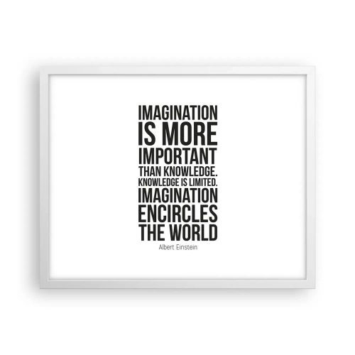Póster en marco blanco - Einstein, sobre el poder de la imaginación - 50x40 cm