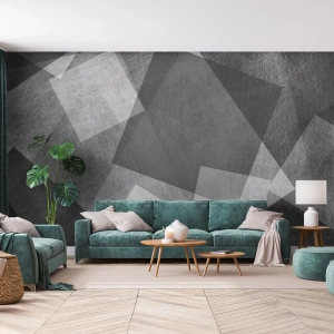 Fotomural Premium Sand - Formas abstractas geométricas en blanco y negro - 100x70cm - Un símbolo eterno de permanencia y orden - Decoración de pared moderna para salón y dormitorio ARTTOR
