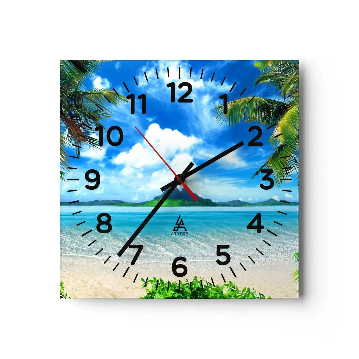 Reloj de pared - Reloj de vidrio - El azul de los trópicos - 30x30 cm