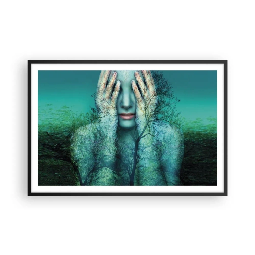 Póster en marco negro - Sumergida en azul - 91x61 cm