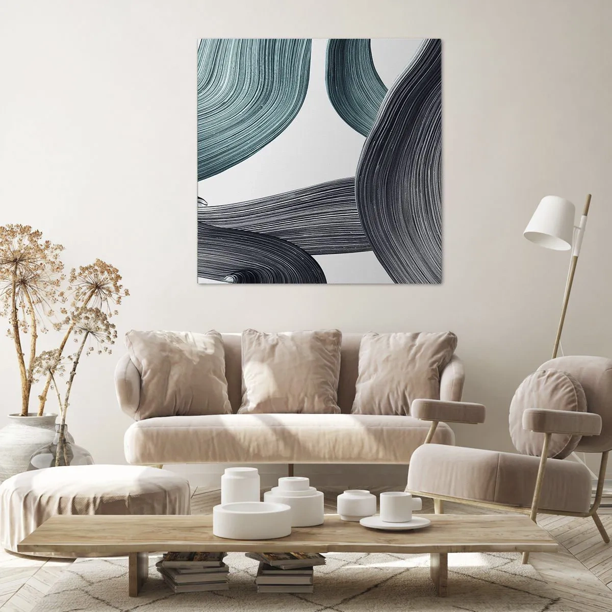 Cuadro sobre lienzo - Impresión de Imagen - Senderos esmeralda y negro - 70x70 cm