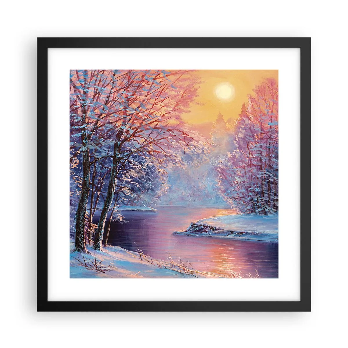 Póster en marco negro - Colores del invierno - 40x40 cm
