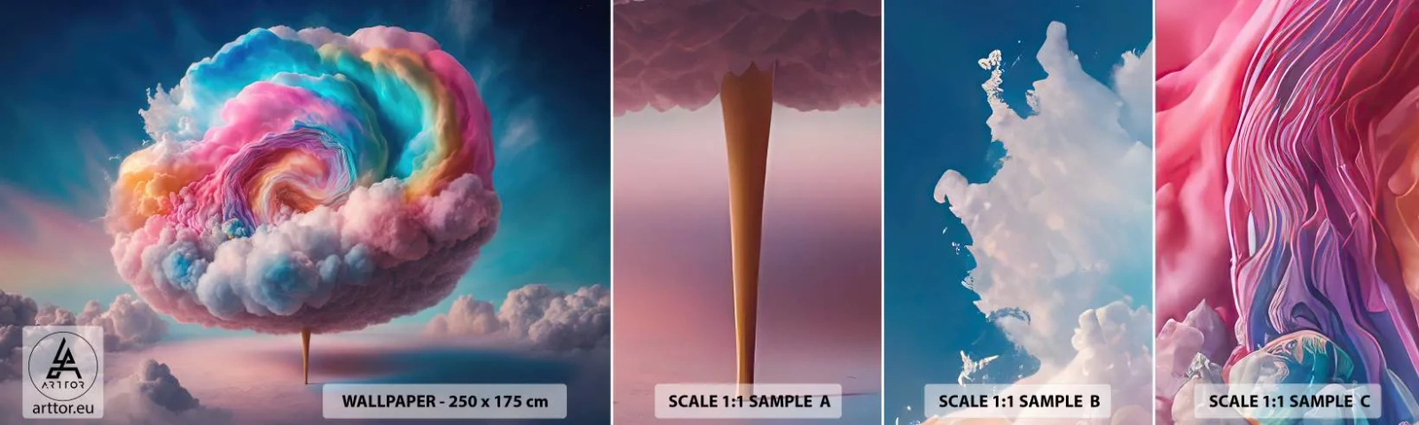 Muestra De Fotomural Standard Eco - El sueño de un parque de atracciones - Pastel, Nubes, Azucarado - 100x30 cm