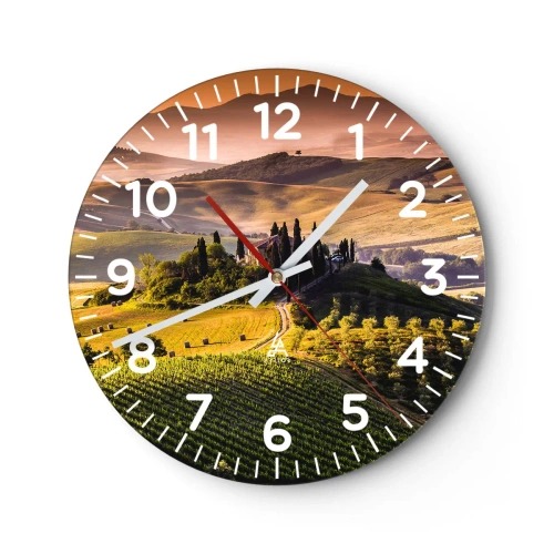 Reloj de pared - Reloj de vidrio - Paisaje toscano - 30x30 cm