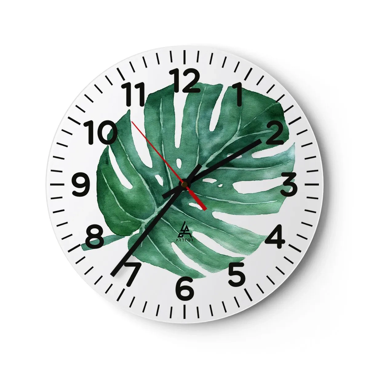 Reloj de pared - Reloj de vidrio - Concepto verde - 40x40 cm