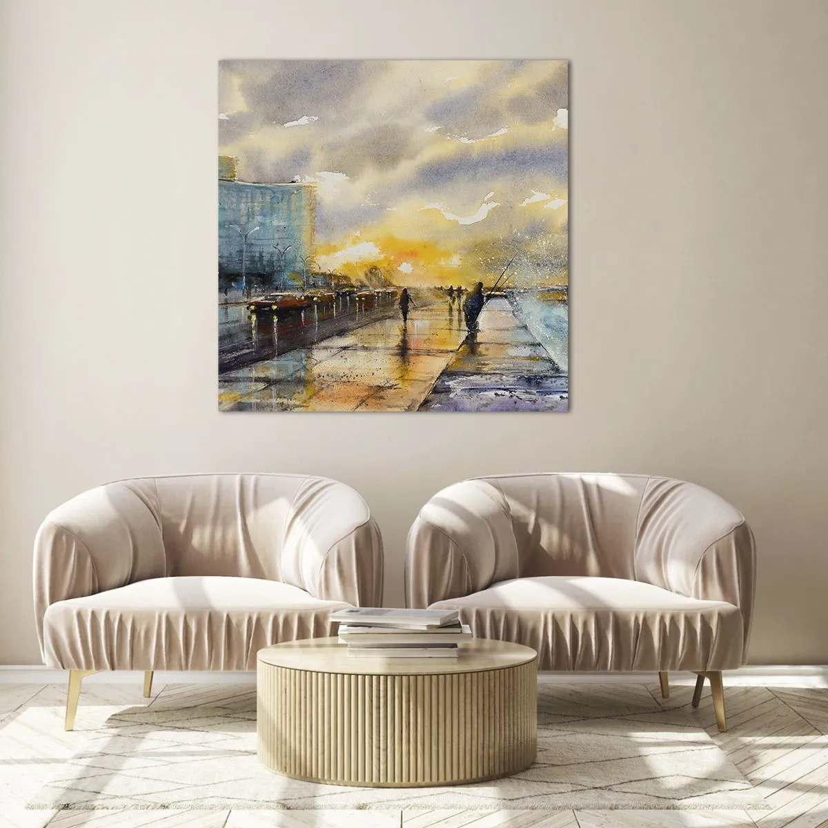 Cuadro sobre vidrio - Impresiones sobre Vidrio - Vida en la orilla - 70x70 cm