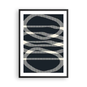 Póster en marco negro - Motivo geométrico abstracto en tonos blanco y negro. - 50x70cm - Un intento de romper la oscuridad - Decoración de pared moderna para salón y dormitorio ARTTOR