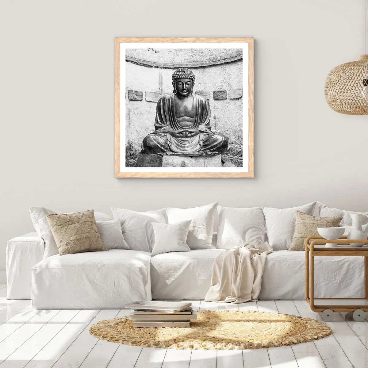 Póster en marco roble claro - En la fuente de la paz - 40x40 cm