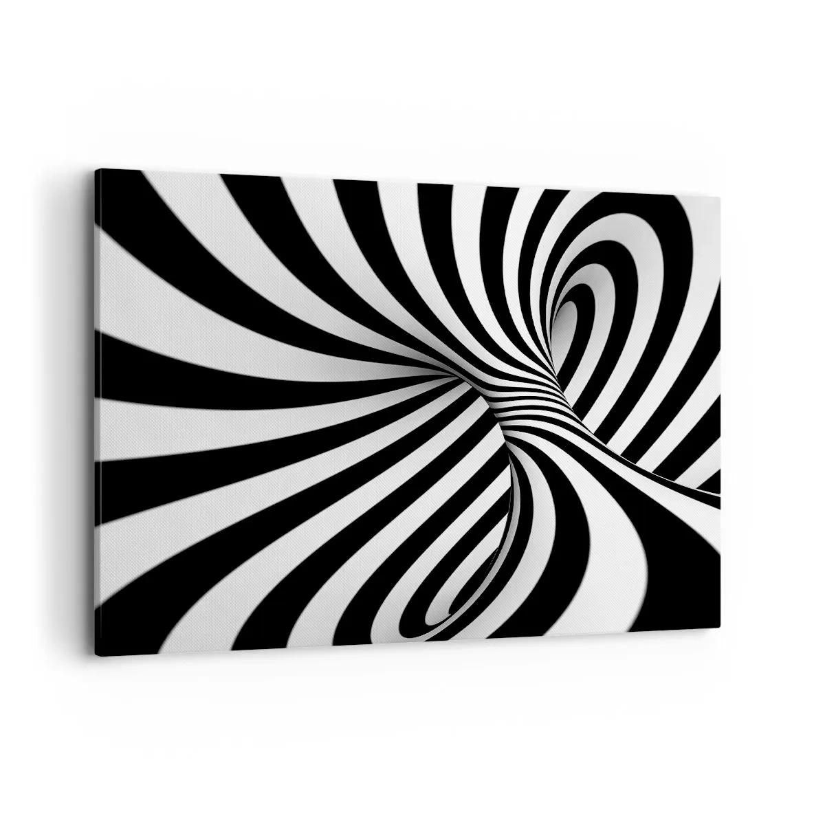 Cuadro sobre lienzo - Impresión de Imagen - Túnel abstracto con rayas espirales blancas y negras - 100x70cm - Composición: espacio de baile - Decoración de pared moderna para salón y dormitorio ARTTOR