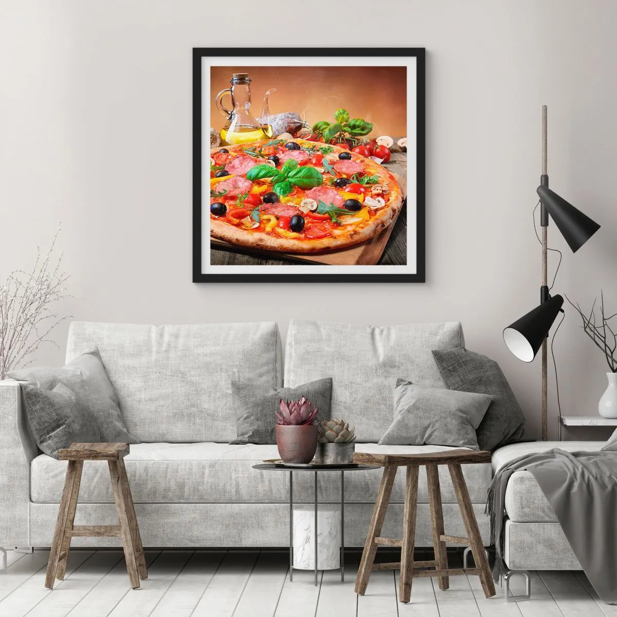 Póster en marco negro - Con un verdadero sabor italiano - 30x30 cm