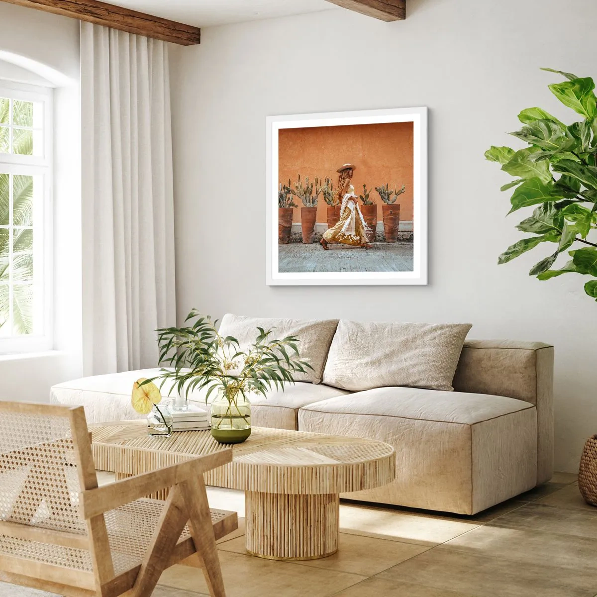 Póster en marco blanco - Estilo hippie - 30x30 cm