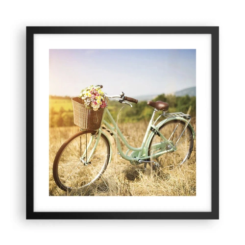 Póster en marco negro - Me quedaré aquí un tiempo - 40x40 cm