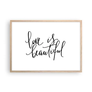 Póster en marco roble claro - Leer y repetir - 70x50 cm