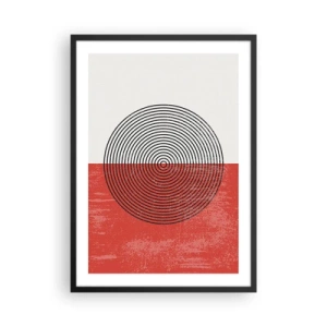 Póster en marco negro - Composición geométrica con círculos sobre fondo rojo y blanco. - 50x70cm - En el corazón de la misma - Decoración de pared moderna para salón y dormitorio ARTTOR