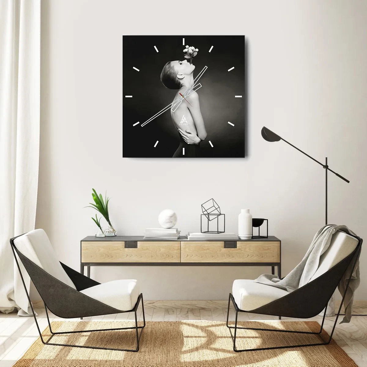 Reloj de pared - Reloj de vidrio - Elegancia excéntrica - 40x40 cm