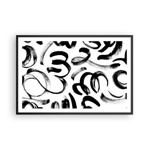 Póster en marco negro - Negro sobre blanco - 91x61 cm