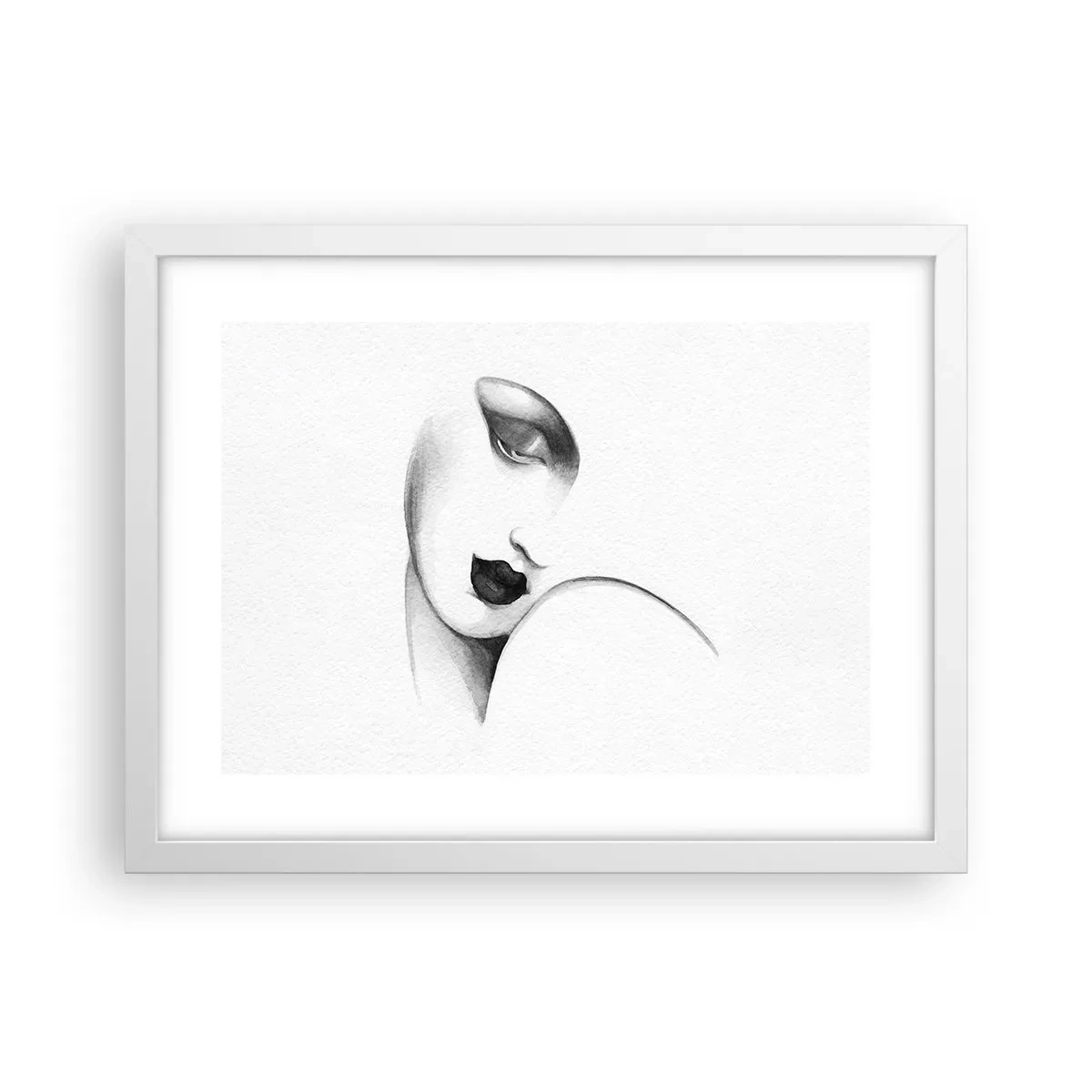 Póster en marco blanco - Pensativa - 40x30 cm