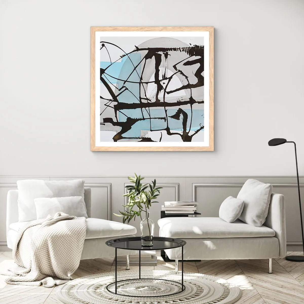 Póster en marco roble claro - Azul a pesar de todo - 40x40 cm