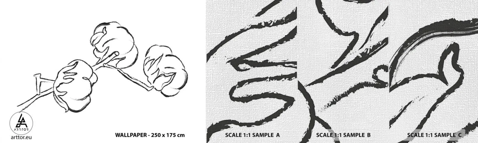 Muestra de fotomural Premium Canvas - Plumón de algodón - Algodón, Minimalismo, Contorno - 100x30 cm