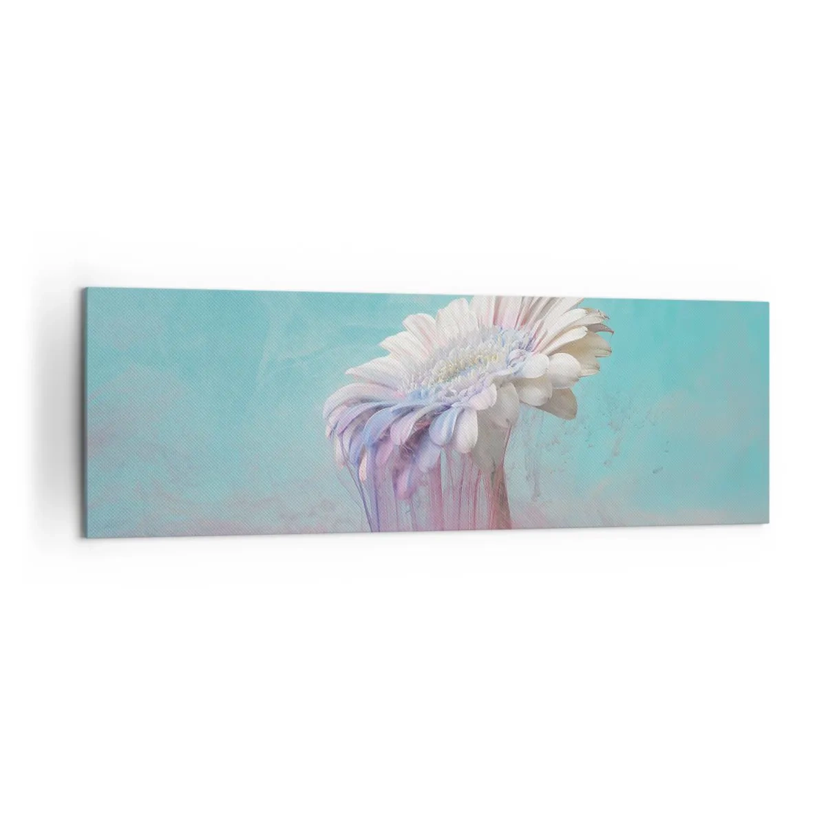 Cuadro sobre lienzo - Impresión de Imagen - Gerbera pastel con efecto difuminado - 160x50cm - El inframundo de las flores - Decoración de pared moderna para salón y dormitorio ARTTOR