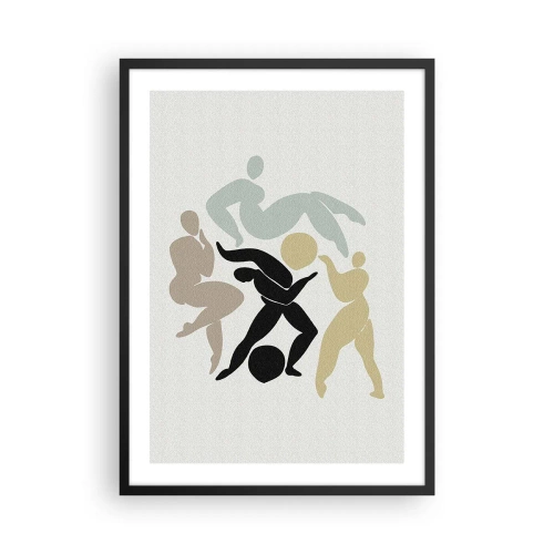 Póster en marco negro - Siluetas abstractas de figuras en movimiento dinámico. - 50x70cm - Movimiento para la salud y la belleza - Decoración de pared moderna para salón y dormitorio ARTTOR