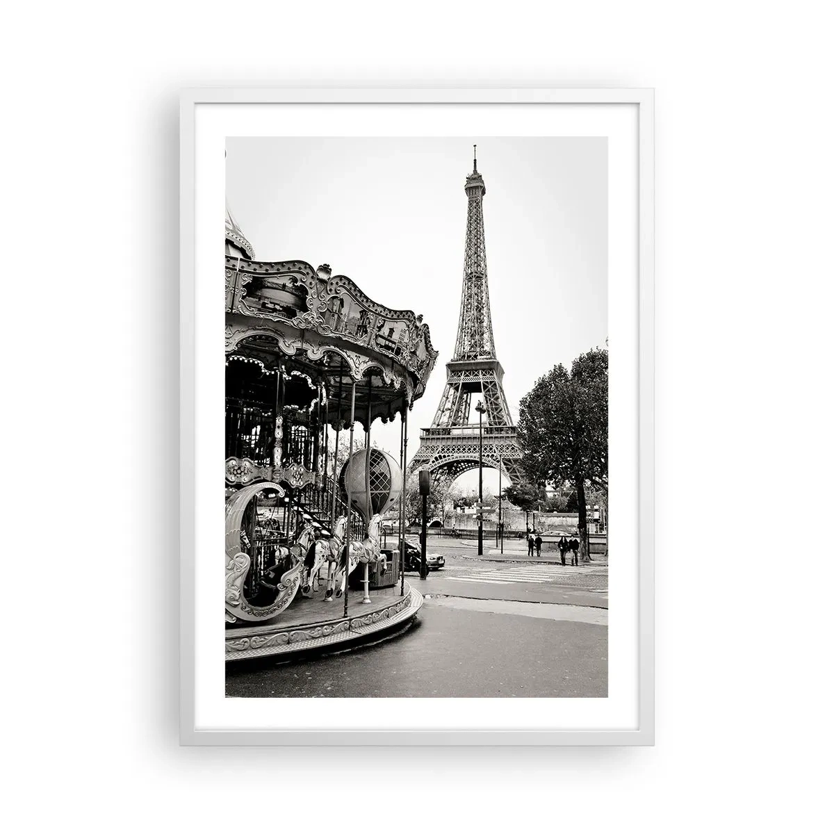 Póster en marco blanco - Tal diversión solo en París - 50x70 cm