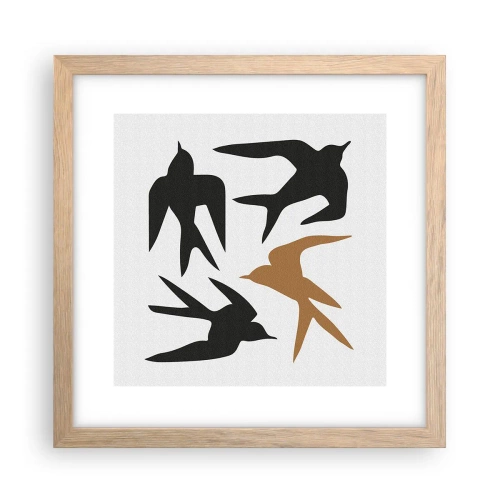 Póster en marco roble claro - Juegos de golondrinas - 30x30 cm