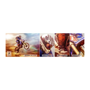 Muestra de fotomural autoadhesivo Deluxe Sticker - Vértigo sobre dos ruedas - motocross, Deporte, Motociclista - 100x30 cm