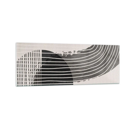 Cuadro sobre vidrio - Impresiones sobre Vidrio - Patrón abstracto con líneas y formas geométricas. - 140x50cm - Ida y vuelta - Decoración de pared moderna para salón y dormitorio ARTTOR