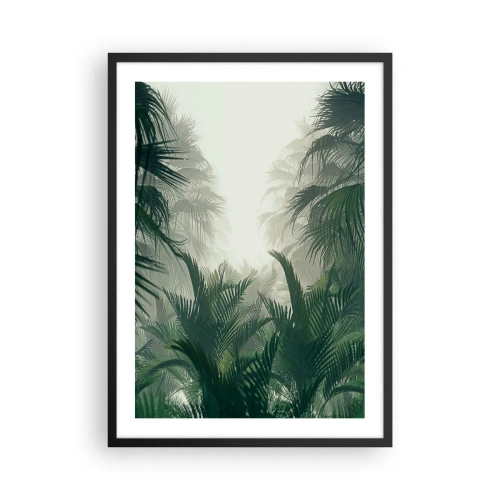 Póster en marco negro - Vegetación tropical en un entorno brumoso - 50x70cm - Misterio tropical - Decoración de pared moderna para salón y dormitorio ARTTOR