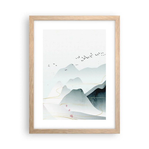 Póster en marco roble claro - Sobre las cimas - 30x40 cm