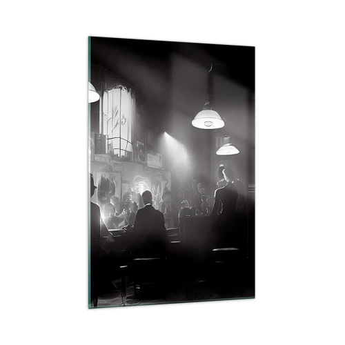 Cuadro sobre vidrio - Impresiones sobre Vidrio - Escena de clubes nocturnos de jazz en blanco y negro - 70x100cm - En clave de jazz - Decoración de pared moderna para salón y dormitorio ARTTOR