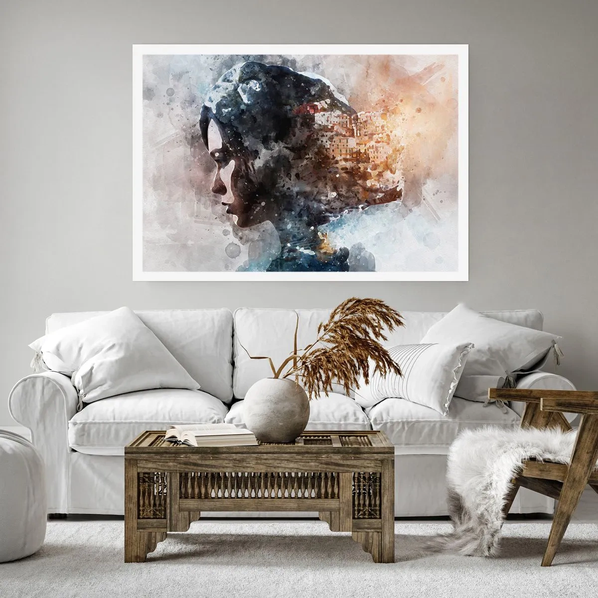 Póster - Una historia sobre una niña con una ciudad de fondo - 70x50 cm
