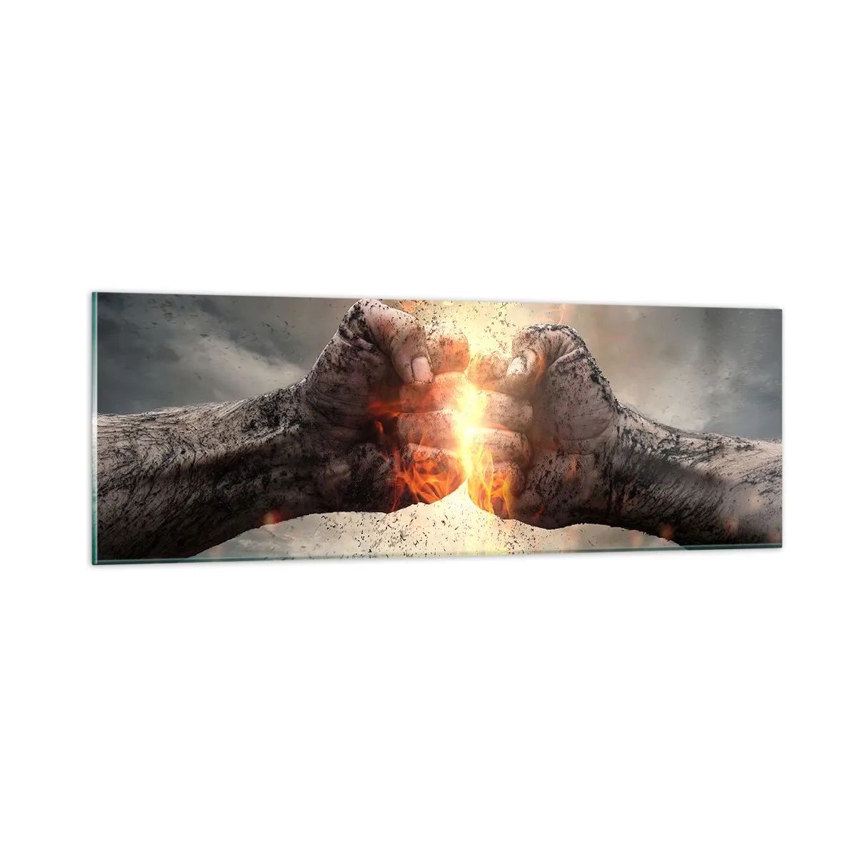 Cuadro sobre vidrio - Impresiones sobre Vidrio - La lucha comienza - 90x30 cm