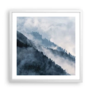Póster en marco blanco - Misticismo de las montañas - 50x50 cm