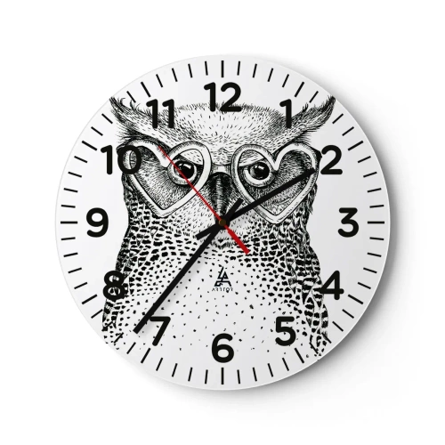 Reloj de pared - Reloj de vidrio - Con sabiduría y amor - 40x40 cm