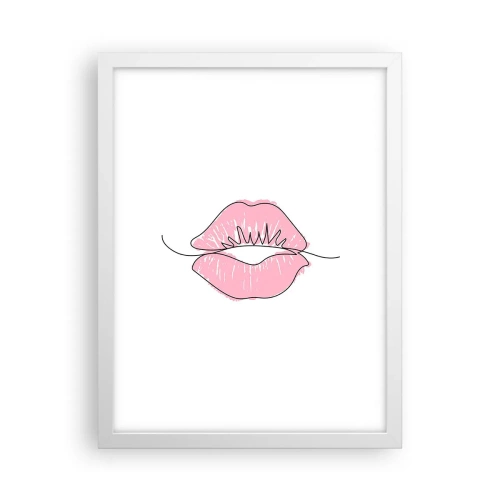 Póster en marco blanco - ¿Listo para un beso? - 30x40 cm
