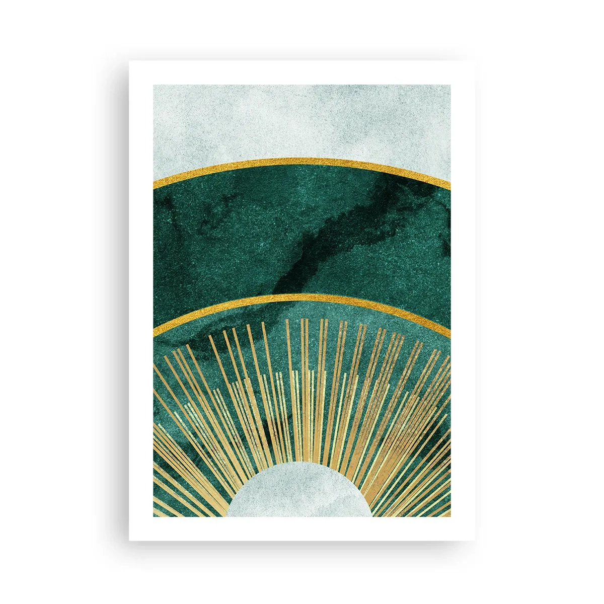 Póster - Una elegante composición geométrica en tonos verdes y dorados. - 50x70cm - Un sistema solar diferente - Decoración de pared moderna para salón y dormitorio ARTTOR