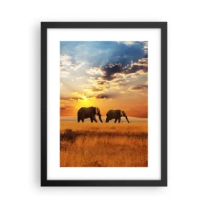 Póster en marco negro - Un paseo en familia - 30x40 cm