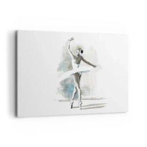 Cuadro sobre lienzo - Impresión de Imagen - Una bailarina de ballet en pose de ballet sobre un fondo de delicados tonos de acuarela. - 120x80cm - Encantada por un cisne - Decoración de pared moderna para salón y dormitorio ARTTOR