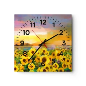 Reloj de pared - Reloj de vidrio - El propio sol ha bajado a la Tierra - 40x40 cm