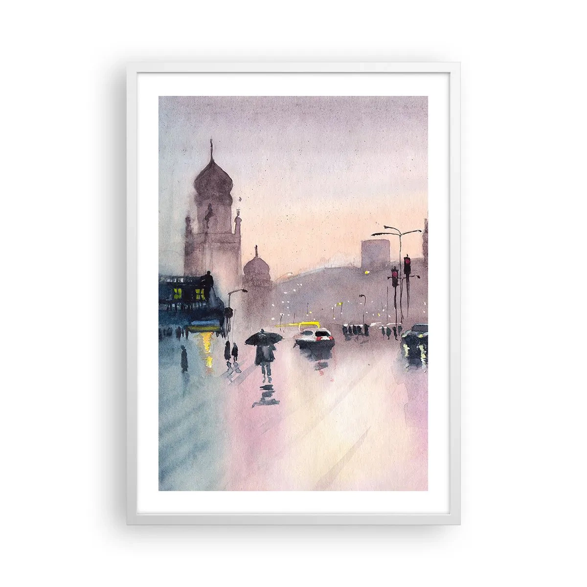 Póster en marco blanco - En una niebla lluviosa - 50x70 cm